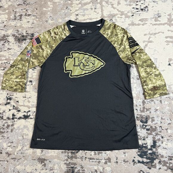 Nike Tops - Nike DRI Fit On Field Chiefs Salute to Service Shirt Women Sz L Camo NFL Tee